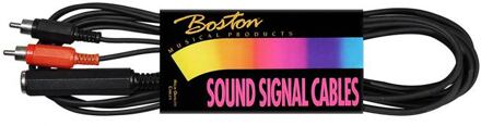 Boston AC-320 audio kabel zwart audio kabel zwart, 3.00 meter, jack f.st, 2 rca m