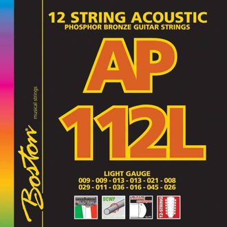Boston AP-112-L snarenset 12-snarig akoestisch snarenset 12-snarig akoestisch, phosphor bronze, light