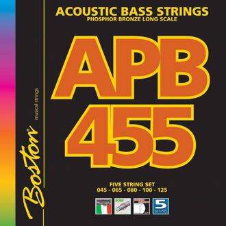 Boston APB-455 snarenset 5-snarige akoestische basgitaar snarenset 5-snarige akoestische basgitaar, phosphor bronze, medium, 045-065-080-100-125 longscale