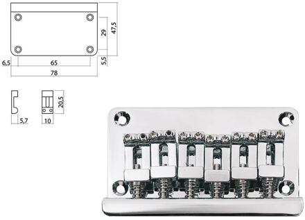 Boston B-1560-C brug-staartstuk brug-staartstuk, Stallion, pitch 10,0mm, chroom