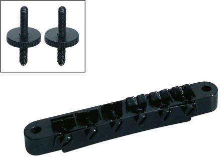 Boston B-161-B brug voor e-gitaar brug voor e-gitaar, "tune'o matic", zwart, stud spacing 74,0mm, stud diam 4,0mm