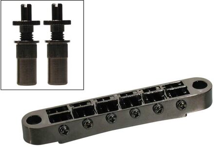Boston B-162-B brug voor e-gitaar brug voor e-gitaar, "tune'o matic", zwart, stud spacing 73,0mm, stud diam 6,5mm