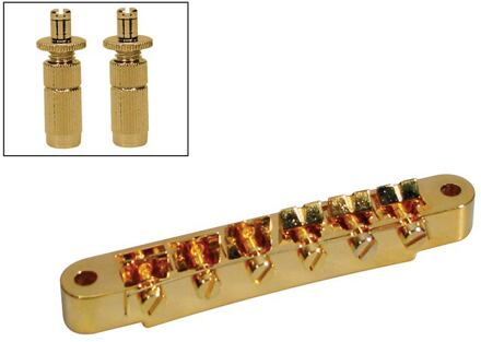 Boston B-165-G brug voor e-gitaar brug voor e-gitaar, "tune'o matic", goud, stud spacing 73,5mm, stud diam 6,0mm