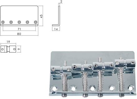 Boston BB-104-C brug-staartstuk brug-staartstuk, Jocker/ Puncher bass, pitch 19mm, chroom