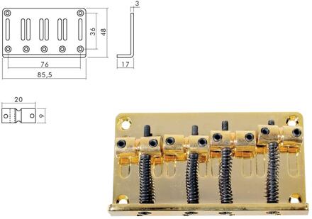 Boston BB-134-G brug-staartstuk brug-staartstuk, Jocker/ Puncher bass, pitch 20mm, goud