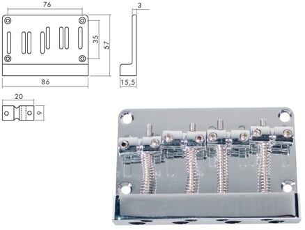 Boston BB-304-C brug-staartstuk brug-staartstuk, Jocker/ Puncher bass, pitch 20mm, chroom