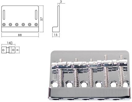 Boston BB-405-C brug-staartstuk brug-staartstuk, Jocker/ Puncher bass, 5-string, pitch 16mm, chroom