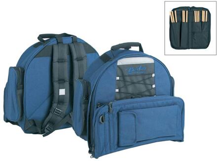 Boston DBL-14-SBP deluxe gigbag voor snaartrom met stokkenhoes deluxe gigbag voor snaartrom met stokkenhoes, zwart-blauw, 15 mm gevoerd hardfoam, 14"x 6,5"