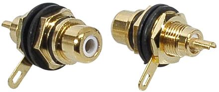 Boston FRCA-10-BK RCA chassisdeel RCA chassisdeel, female, goud, metaal lacker zwarte ring, gouden contacten, 2 stuks