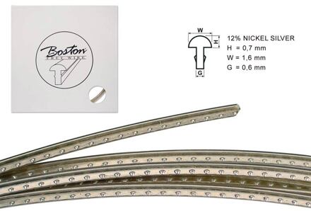 Boston FW-0716062 fretdraad fretdraad, 5 m., 12% nickel silver, h=0,7 w=1,6 g=0,6mm, alternatief voor 6300