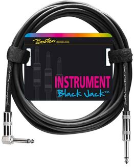 Boston GC-230-1 instrument cable, black, 1 x jack metal + 1x angled jack metal, 1 meter