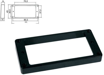 Boston HPF-04-TBK pickup ring, humbucker, flat, black, plastic, height: 9,0-11,0mm, high, flat