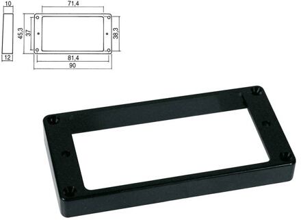 Boston HPF-08-TBK pickup ring, humbucker, plastic, black, height: 10,0-12,0mm, high, flat