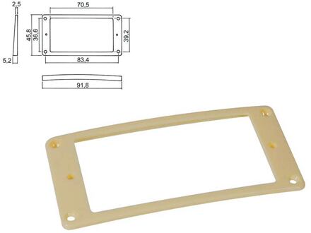 Boston HPR-08-SCR pickup ring, humbucker, plastic, ivory, slanted, height: 2,5x 5,2mm, low