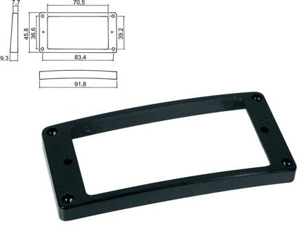 Boston HPR-08-TBK pickup ring, humbucker, plastic, black, height: 7,7x 9,3mm, high, slanted