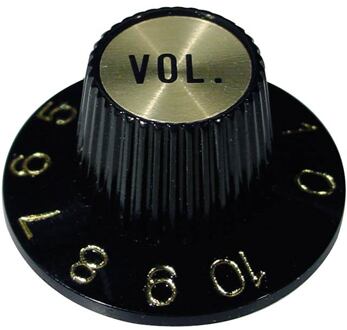 Boston KG-260-V witch hat knob, with gold cap, black, volume