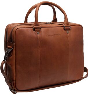 Boston Laptoptas cognac schoudertas heren - H 30 x B 41 x D 14 cm