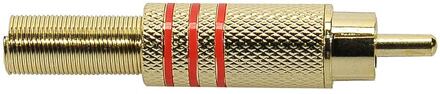 Boston MRCA-30-RD RCA plug RCA plug, male, goudlak, metaal, 2 stuks rode ring, veer 6,2 mm, gouden contacten