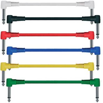 Boston PC-20-15H patch kabels patch kabels, mono, 0,15 meter, 6 stuks 6 kleuren, aangegoten haakse jacks