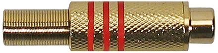 Boston PRCA-30-RD RCA plug RCA plug, female, zwart metaal, 2 stuks rode ring, veer 6,2 mm, gouden contacten
