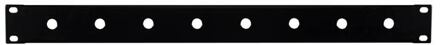 Boston RK-1-L01 19 inch rack panel, 1 HE, metal, black, rack plate, bended edge, 1/4 jack holes, 8x 11,5mm