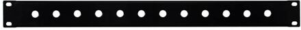 Boston RK-1-L02 19 inch rack panel, 1 HE, metal, black, rack plate, bended edge, 1/4 jack holes, 12x 11,5mm