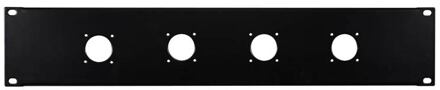 Boston RK-2-L01 19 inch rack panel, 2 HE, metal, black, rack plate, bended edge, 4x 32mm speaker twist holes