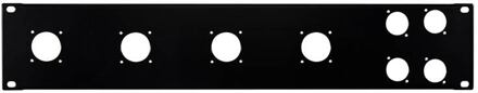 Boston RK-2-L02 19 inch rack panel, 2 HE, metal, black, rack plate, bended edge, 4x 32mm speaker twist + 4x 24mm XL