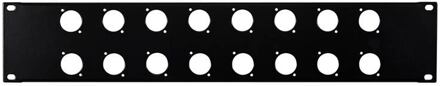 Boston RK-2-L03 19 inch rack panel, 2 HE, metal, black, rack plate, bended edge, 16x 24mm XLR holes