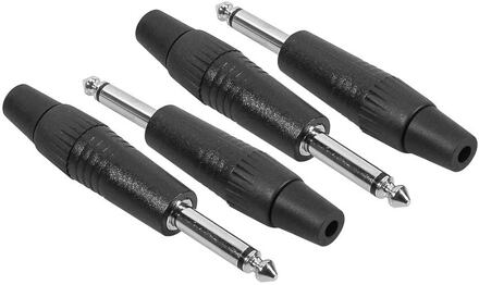 Boston S-2C-BK jack plug jack plug, 6,3mm, 2-polig, aluminium zwart, rubber 7,5mm