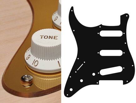 Boston SL-213-MG slagplaat slagplaat, Stallion, 2 ply, mirror gold, standaard, SSS, 3 pot holes, 3-5 switch, linkshandig