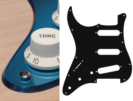 Boston SL-213-MU slagplaat slagplaat, Stallion, 2 ply, mirror blue, standaard, SSS, 3 pot holes, 3-5 switch, linkshandig