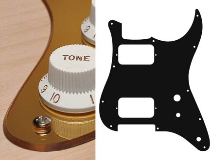 Boston ST-231-MG slagplaat slagplaat, Stallion, 2 ply, mirror gold, HH, 2 pot holes, toggle switch