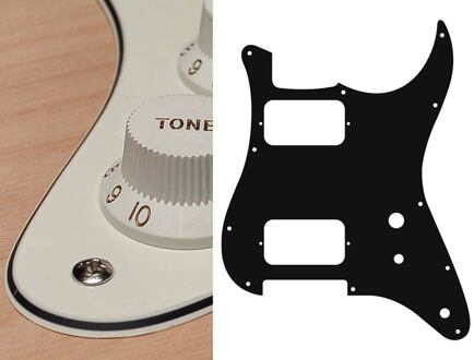 Boston ST-331-VW slagplaat slagplaat, Stallion, 3 ply, vintage white, HH, 2 pot holes, toggle switch