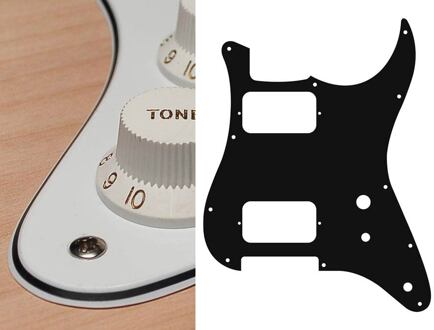 Boston ST-331-W slagplaat slagplaat, Stallion, 3 ply, white, HH, 2 pot holes, toggle switch