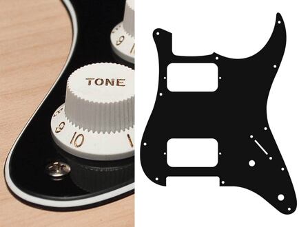 Boston ST-332-BC slagplaat slagplaat, Stallion, 3 ply, black and cream, HH, 2 pot holes, 3-5 switch