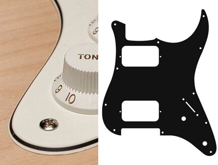 Boston ST-332-VW slagplaat slagplaat, Stallion, 3 ply, vintage white, HH, 2 pot holes, 3-5 switch