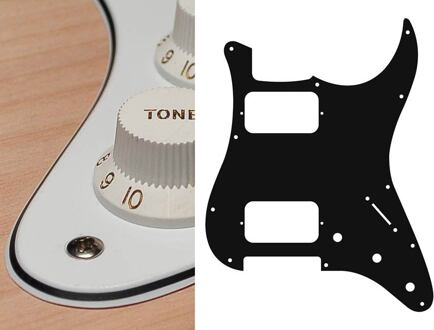 Boston ST-333-W slagplaat slagplaat, Stallion, 3 ply, white, HH, 3 pot holes, 3-5 switch