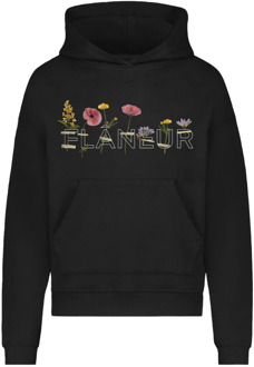 Botanische Zwarte Hoodie Sweater Flaneur Homme , Black , Heren - Xl,L,M
