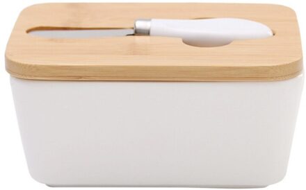 Boter Doos Met Houten Deksel Keramiek Butter Container Kaas Opslag Keuken Accessoires