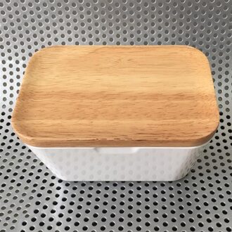 Boter Schotel Melamine Boter Kaas Melk Keeper Container Met Houten Deksel, Houden Boter Verse Voor Thuis Keuken Restaurant Gebruik