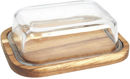 botervloot - acacia hout - glas - 19 x 14 cm