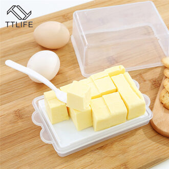 Botervloot Box Container Doorzichtige Plastic Opbergdoos Kaas Server Opslag Keeper Lade Met Deksel Kaasplank Keuken Gereedschap