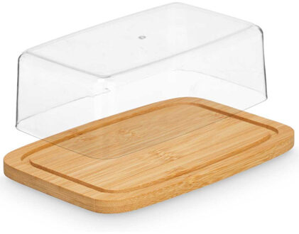 Botervloot met deksel - bamboe/kunststof - 19 x 12,4 x 6 cm