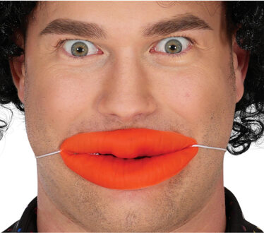 Botox lippen - rood - met elastiek - duckface mond - nep dikke/opgespoten lippen