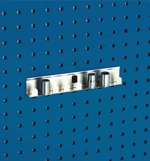 Bott Dopsleutelhouder | breedte 270 mm | 8 opnamen voor 1/2 inch-inzetstukken | passend voor geperforeerde platen | 1 stuk - 14018004 14018004