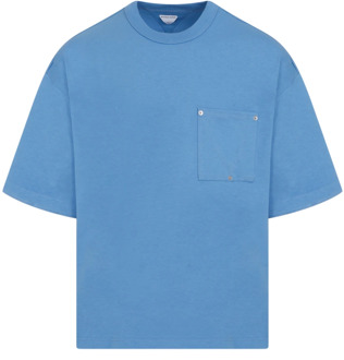 Bottega Veneta Admiral Blue Katoenen T-Shirt Bottega Veneta , Blue , Heren - L,M