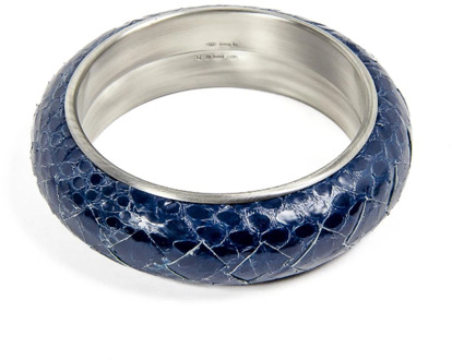 Bottega Veneta Blauw Zilveren Slangenleren Armband Bottega Veneta , Blue , Dames - ONE Size