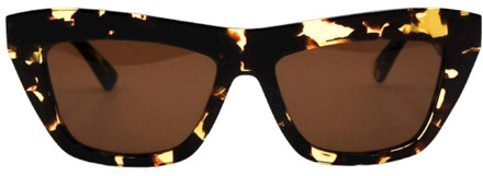 Bottega Veneta Bruine schildpad vierkante zonnebril Bottega Veneta , Brown , Dames - 55 MM