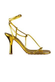 Bottega Veneta Gouden Strappy High Heel Sandalen Bottega Veneta , Yellow , Dames - 38 1/2 EU